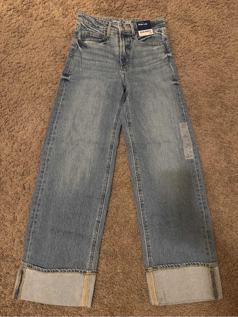 Old Navy Light Blue Wide Leg Jeans with Cuffed Hem